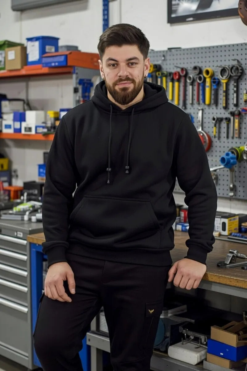 WorkPro Basic Hoodie in Schwarz